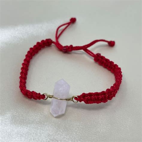 Pulsera De Cuarzo Rosa Tejida Modelo Piedras Preciosas