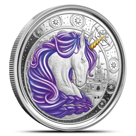 Oz Colorized Ghana Silver Aurora Unicorn Coin L Bgasc