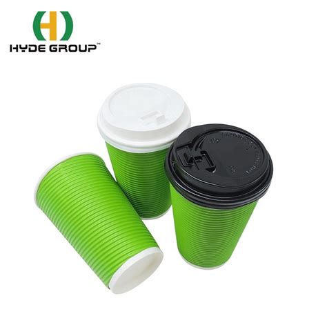 Biodegradable 16 Oz Ripple Wall Paper Cup For Hot Coffee Wholesale