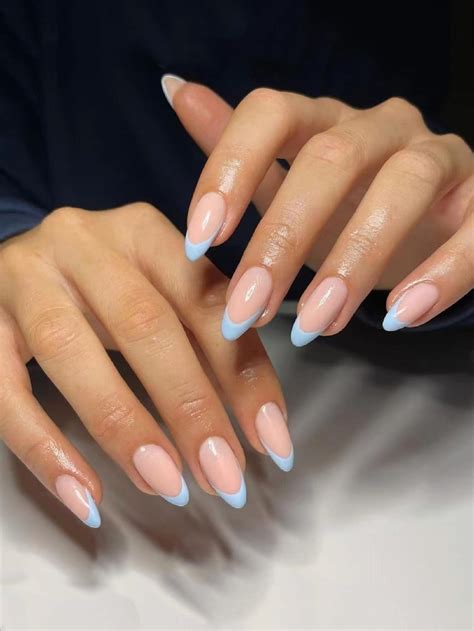 31 Cute Sky Blue French Tip Nails Blue Classic Frenchies Artofit