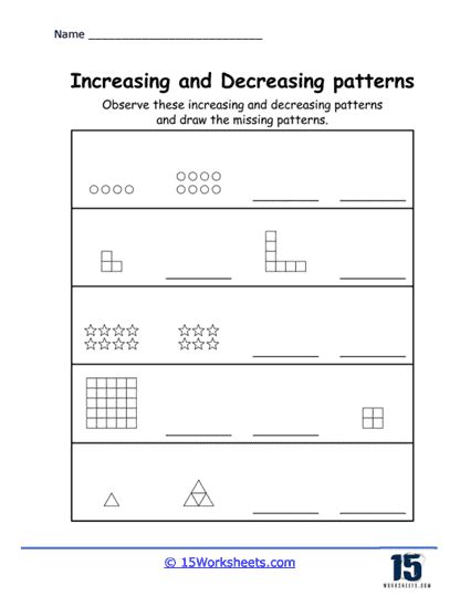 Increasing And Decreasing Patterns Worksheets Worksheets