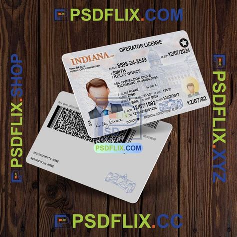 Indiana Driver License Psd Template V2 Psd Hut