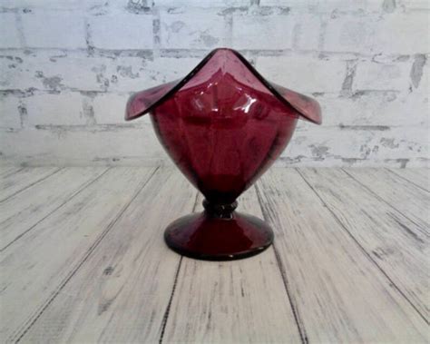 Vintage Amethyst Purple Candy Dish Footed Pedestal Glass Etsy