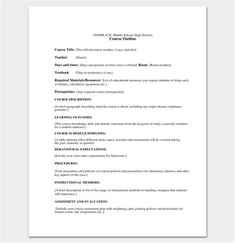 Course Outline Template - 10+ Samples For Word & PDF Format