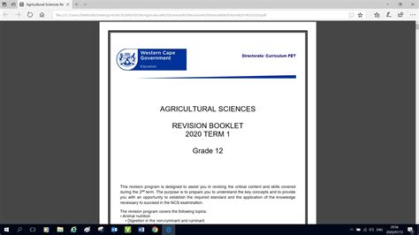 Agricultural Sciences Gr12 T1 Revision Material Wced Eportal