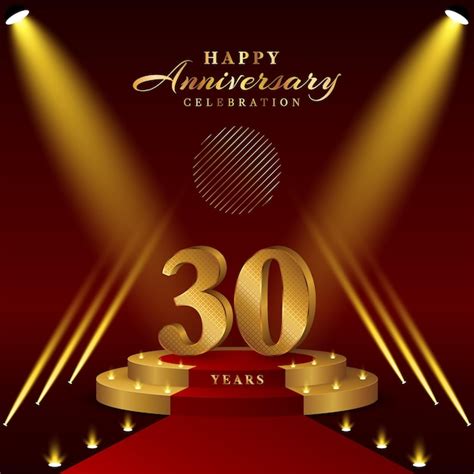 Premium Vector 30th Anniversary Logo With Numbers And Podium In Gold Color For Anniversary