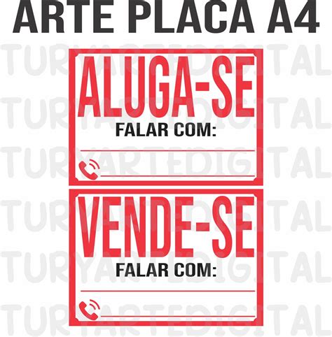 Arte Digital Kit Placa Aluga Se Vende Se Elo