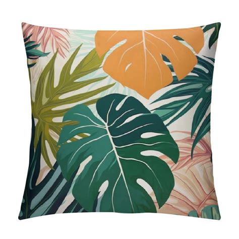 Fenyluxe Tropical Leaf Throw Pillow Cover Summer Palm Decorative Pillow