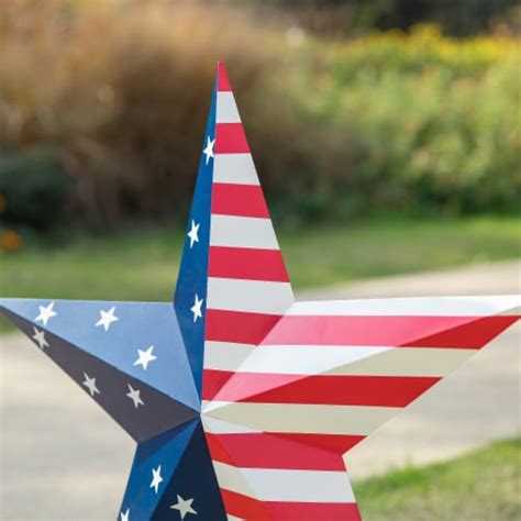 Glitzhome 30 75 H Metal Patriotic Star Yardstake Or Wall Decor Set Of