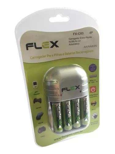 Carregador De Pilhas Original Flex 4 Unidades Aa Fx C03 MercadoLivre