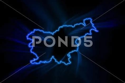 Glowing Map Of Slovenia Modern Blue Outline Map Illustration 148564856