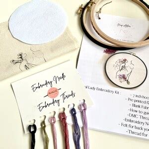 Naked Lady Embroidery Kit Needle Craft Kit Female Hoop Art Feminist Embroidery Floral