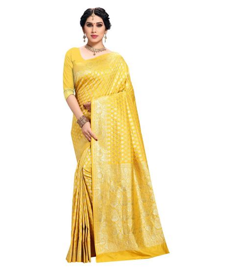 Dhyana Yellow Jacquard Saree Buy Dhyana Yellow Jacquard Saree Online