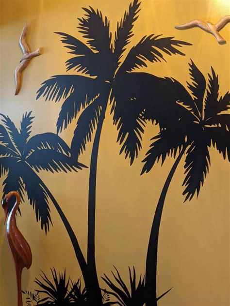 Island Palm Tree Wall Decal 3 Palm Trees Vinyl Sticker Etsy Canada