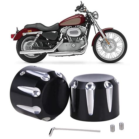 Amazon Black CNC Front Axle Cap Nut Covers For Harley Touring