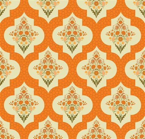 Mughal Floral Seamless Pattern Beautiful Mughal Flower Motif With