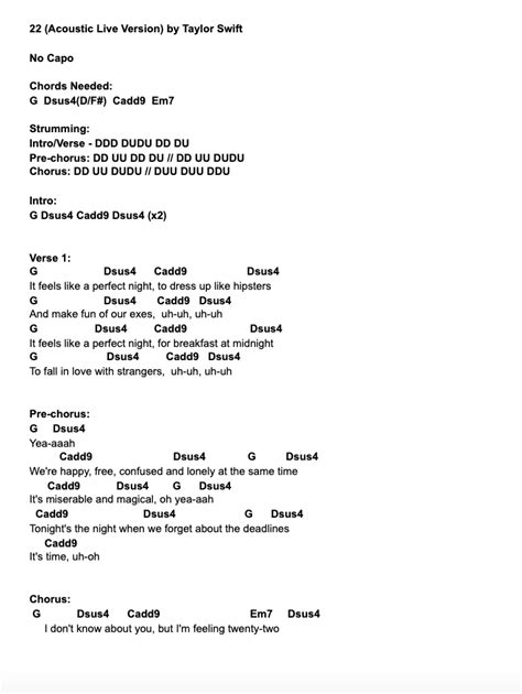 Taylor Swift 22 Guitar Chords