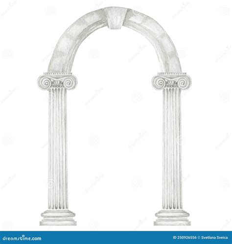 Watercolor Antique Column Corinthian Ionic Doric Order Ancient Classic