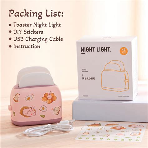 THAYLA Lindas luces nocturnas con recargable USB y calcomanías Kawaii