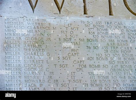 Glenn Miller On Wall Of The Missing Cambridge American Cemetery Near