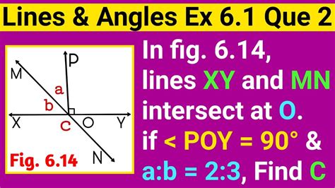 In Fig 614 Lines Xy And Mn Intersect At O If Poy 90 And Ab 23 Find C Youtube