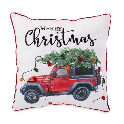 Holiday Time Red Truck Christmas Decorative Pillow X Square