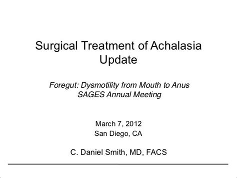 Achalasia Surgery Update 2012