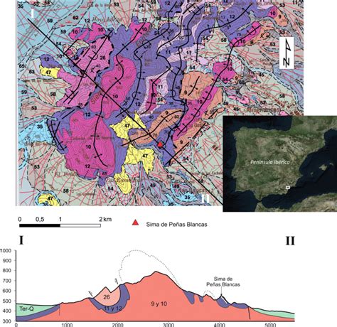 Mapa geológico de la Sierra de Enmedio en la zona donde se encuentra la