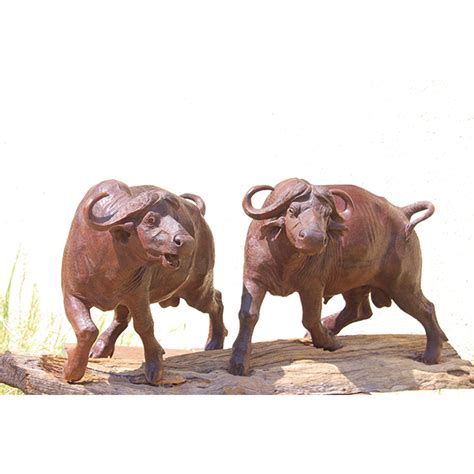 Buy online African Buffalo Bulls Charging Wooden Sculpture by Lebogang Keitshokile Art Works at ...