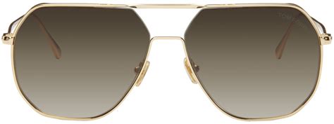 Gold Gilles Sunglasses By TOM FORD On Sale