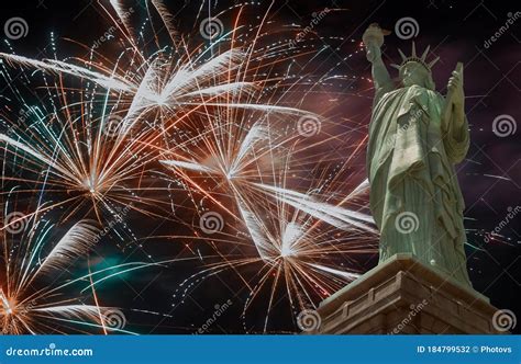 Independence Day Celebration Fireworks 4th Of July On American Statue