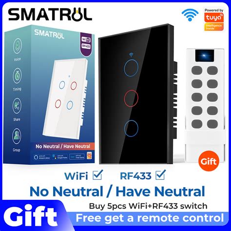 Smatrul Tuya Wifi Switch With Rf Smart Wall Light Switch No Need