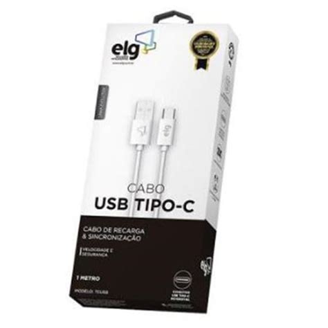 Cabo Usb Tipo C Em Inox Para Recarga Sincronização De Smartphones 1m Cinza Nxc10gy Elg C3 Tech