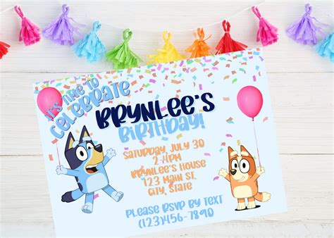 Bluey Birthday Party Invitation Customize Using Canva Pdf Etsy