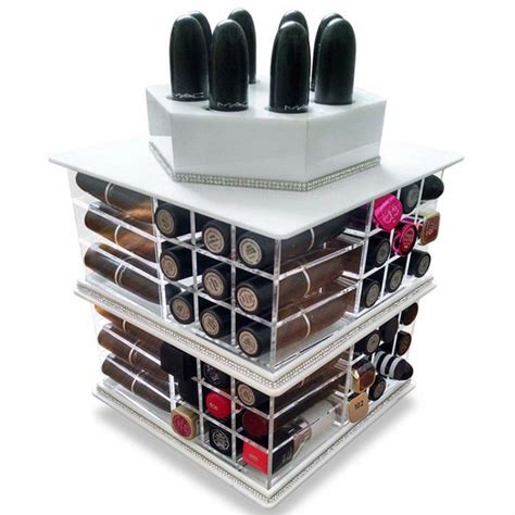 China White Acrylic Counter Top Cosmetics Display Case For Lipstick