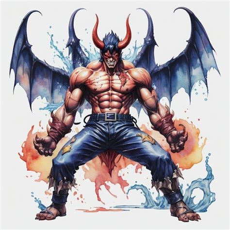 A Drawing Of A Devil With Wings On The Back Of It Premium Ai