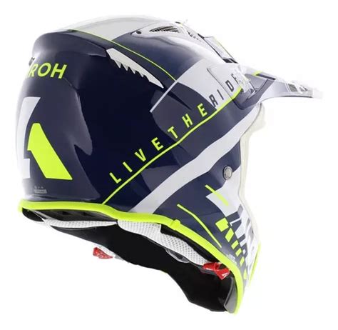 Capacete Cross Airoh Aviator Ace Amaze Blue Gloss Cor Azul Amarelo