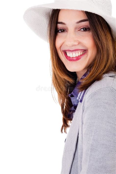 Smiling Brunette Model Side Pose Stock Photo Image 12267272
