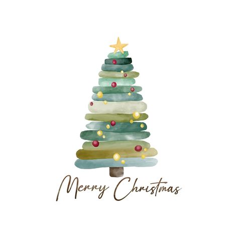 A Watercolor Christmas Tree With The Words Merry Christmas