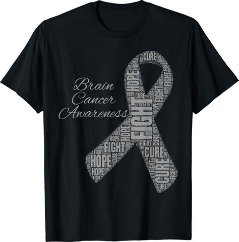 Amazon Brain Cancer Awareness Grey Ribbon T Shirt Clothing