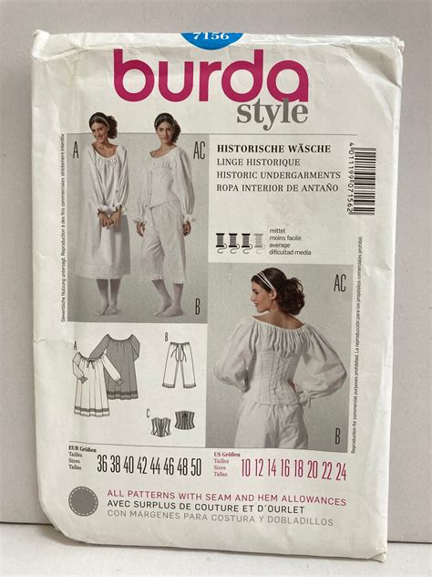 Burda Uncut Pattern For Women S Historic Undergarments Corset