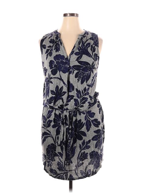 Ann Taylor Loft Outlet Floral Multi Color Gray Casual Dress Size Xl