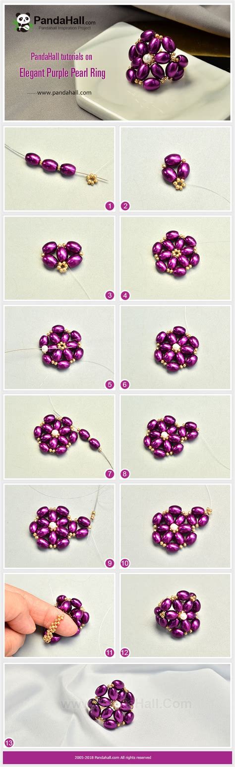 Pandahall Tutorials On Elegant Purple Pearl Ring Jewelry Patterns