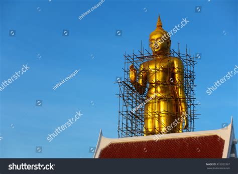 Big Golden Buddha Mongkol Maharaj Statue Stock Photo