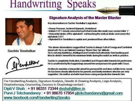 Analysis of Tendulkar signature | Handwriting analysis, Analysis ...