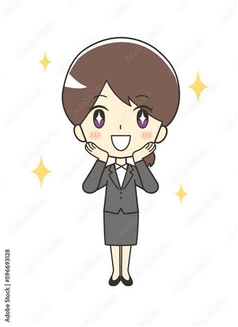 キラキラ喜ぶスーツの女性のイラスト Stock Vector Adobe Stock