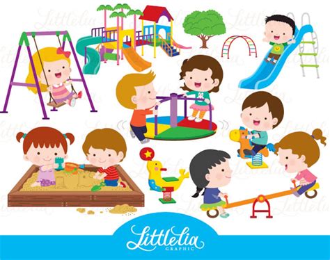 Kids Playground Playground Clipart 17005 Etsy
