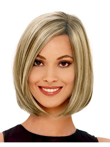 Blonde Straight 12 Inches Capless Modern Synthetic Chin Length Bob Wigs