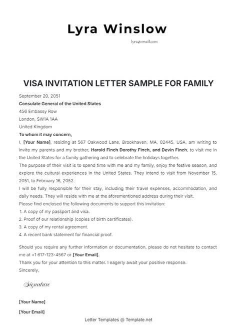 Free Canadian Super Visa Invitation Letter Template To Edit Online