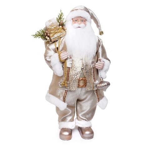 Papai Noel Branco E Dourado 60cm